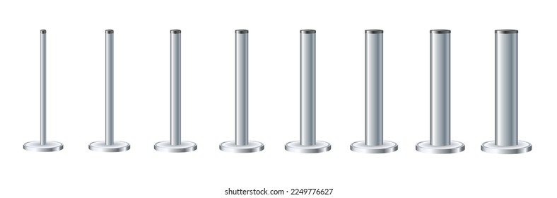 Metal poles with different diameters. metal columns. Steel pipes. Template design for urban advertising banners.