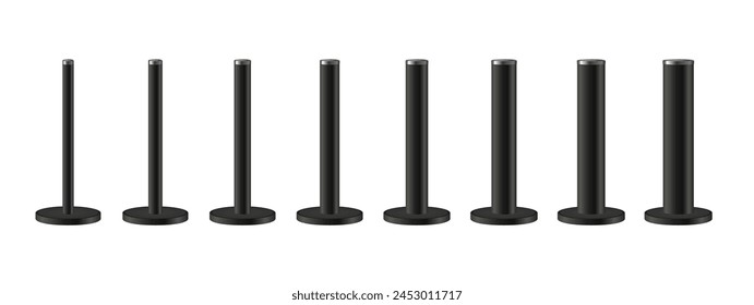 Metal poles with different diameters. metal columns. Steel pipes. Template design for urban advertising banners.