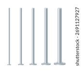 Metal Poles with Different Diameters Vector Illustration
