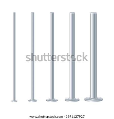 Metal Poles with Different Diameters Vector Illustration