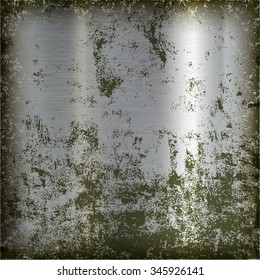 Metal polished plate. Old grunge background. Stock vector illustration.