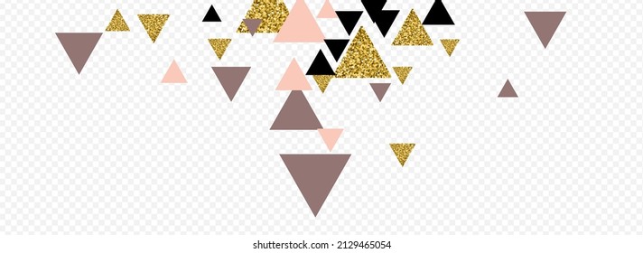 Metal Polygon Vector Panoramic Transparent Background. Glow Triangle Modern Texture. Bright Geometric Mosaic Design. Rose Hipster Print.