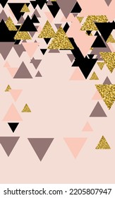 Metal Polygon Vector Pink Background. Luxury Mosaic Geometric Illustration. Rose Triangle Foil Texture. Glow  Modern Pattern.
