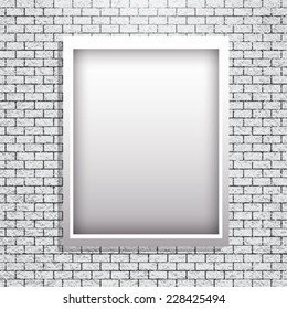 Metal Poster Frames on light brick wall vector