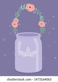 metal pot hanger with flowers and leafs decoration