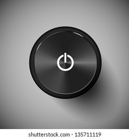 Metal power button. Vector object for your design.
