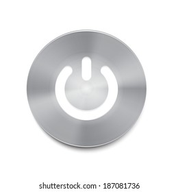Metal power button with white light vector