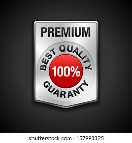 Metal premium badge on dark background. Best Quality. Vector illustration.