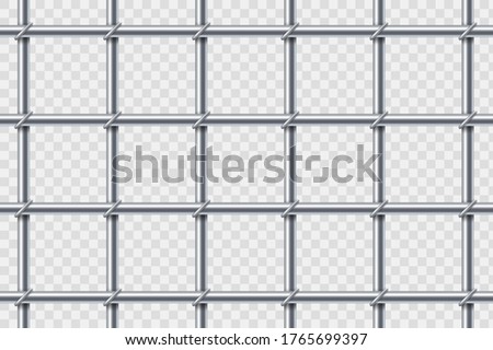 Metal prison bars. Template isolated on a transparent background. Vector illustration.