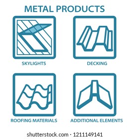 Metal Products For The Home. Icons. Roof Window, Skylight, Dormer, Decking, Roofing Materials, Additional Elements.