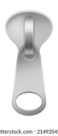 Metal puller for zipper fastener. Realistic slider clasp
