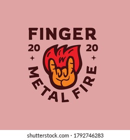 Metal Punk Rock Finger fire Illustration Vector T-shirt Design