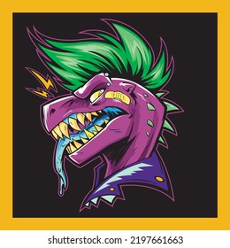 metal punk style dinosaur character