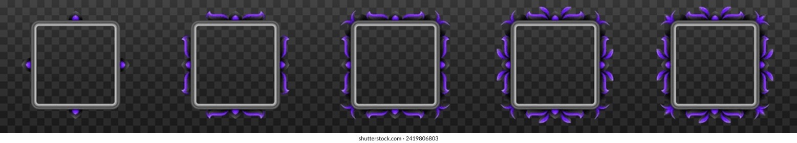 Metal and Purple Game GUI Avatar Banner Frames Set for Game UI Designs