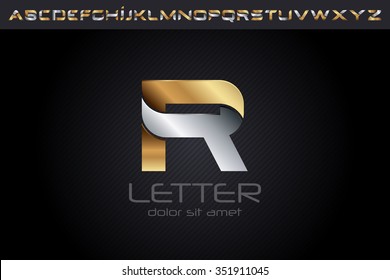 Metal R Letter Logo, Alphabet Logo Design.