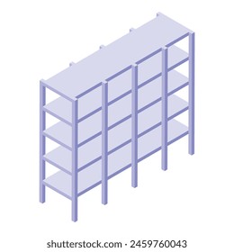 Icono de estante de metal Vector isométrico. Puesto de almacén. Mercancías logísticas