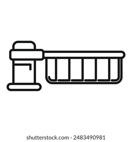 Vector de contorno de icono de barrera de cruce de ferrocarril de metal. Control aprobado. Advertencia de seguridad