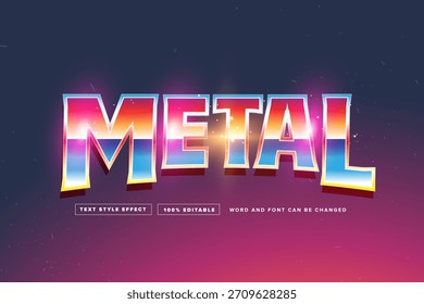 Metal rainbow chrome Light Text effect editable