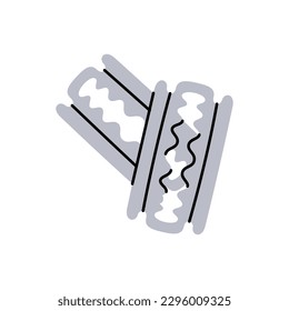 Metal razor blade icon. Barber shop and hairdresser tools silhouette. Vector illustration.