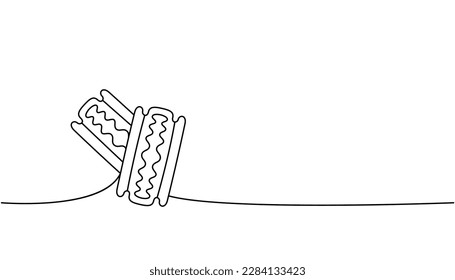 Metal razor blade one line continuous drawing. Barber shop and hairdresser tools continuous one line illustration. Vector linear illustration.