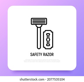 Metal Rasier mit Blade dünnen Linie Symbol. Moderne Vektorgrafik.