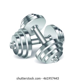 Metal realistic dumbbells