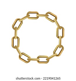 Metal realistic golden chain on white panoramic background - Vector illustration