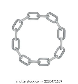 Metal realistic silver chain on white panoramic background - Vector illustration