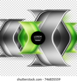 Metal realistic techno green arrow background design template