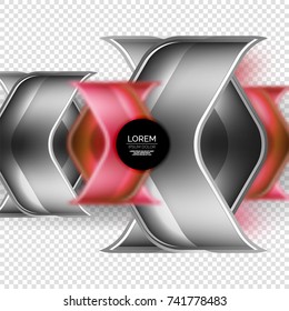 Metal realistic techno red arrow background design template