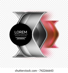Plantilla de diseño de fondo de flecha roja tecno realista metálica