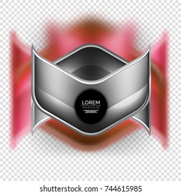 Metal realistic techno red arrow background design template