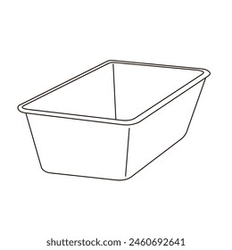 metal rectangular cake pan black and white  outline vector illustration