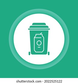 Metal recyclable color glyph button icon. Waste recycling. Garbage sorting. Environmental protection. Outline pictogram for web page, mobile app, promo.