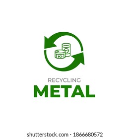 Plantilla de logotipo de reciclado de metales. Icono de reciclaje de residuos de metal. Reciclaje separado para vidrio.