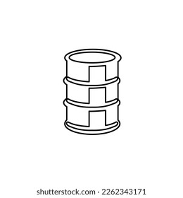 icono de barril rojo metálico, ilustración vectorial