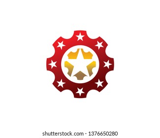 metal red gold star pin usa flag cowboy logo