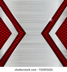 Metal red perforated background. Vector 3d illustration
