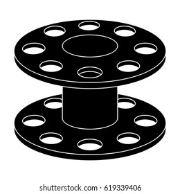 Metal reel for threads.Sewing or tailoring tools kit single icon in black style vector symbol stock illustration.