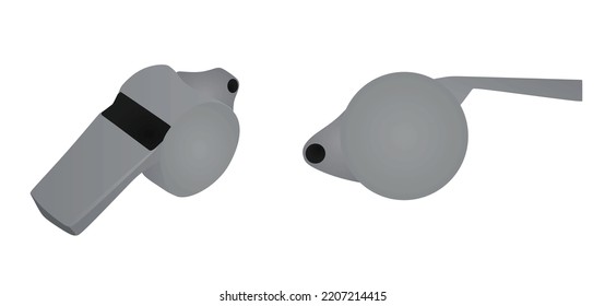 Metal referee whistle. vector illustration