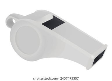 Metal referee whistle. vector illustration
