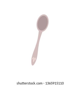 Metal reusable spoon in a flat style. Cutlery and utensil for food and cooking, zero waste concept, vector illustration.