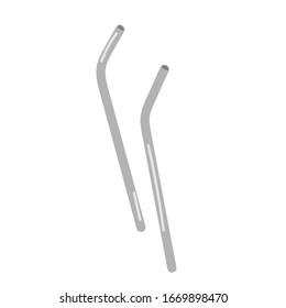 Metal reusable straw for cocktail drink, tool for bar of cocktail, sustainable zero waste lifestyle, isolated vector icon