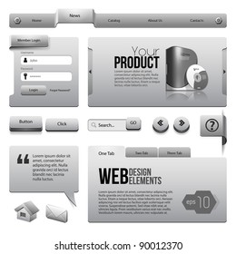 Metal Ribbons Website Design Elements: : Buttons, Form, Slider, Scroll, Icons, Tab, Menu, Navigation Bar