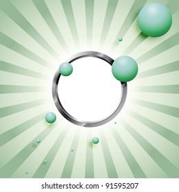 Metal ring with green balls over the rays