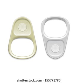 Metal ring pull isolated on white background. Packaging collection. Vector illustration.