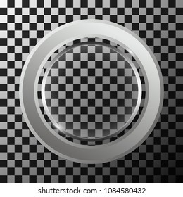 Metal ring with round lense on transparent background. Vector illustration.