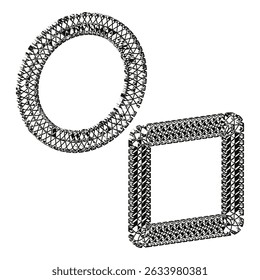 Metal ring shape. Chain square element. Abstract silver figure. Vector loop symbol.