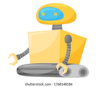 Metal Robot as Artificial Intelligence or Futuristic Android Vector Illustration