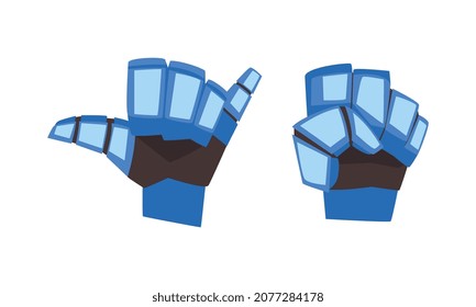 Metal Robot Blue Hand Showing Various Gesture Vector Set